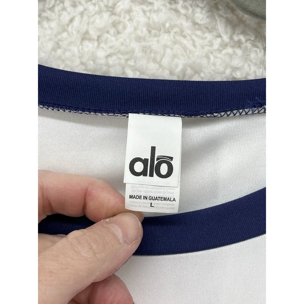 Alo Sport Youth Baseball Tee Raglan Large Blue White - Picture 4 of 6